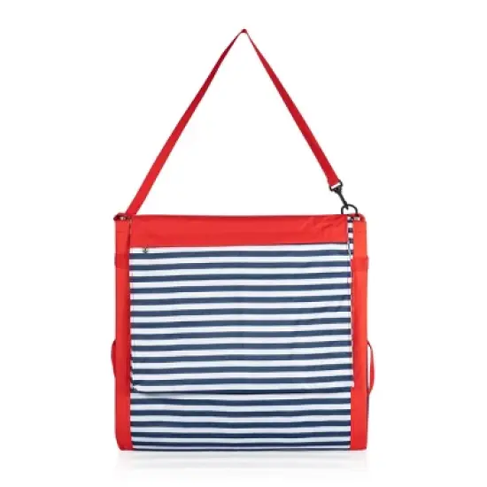 Picnic Time Beachcomber Portable Beach Chair & Tote - Blue Pinstripe image {1}