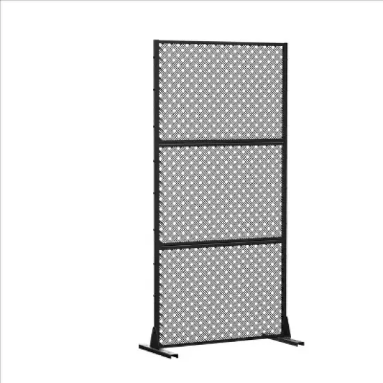 PexFix 72 in. H x 35 in. W Outdoor Metal Privacy Screen Garden Fence Woven Pattern Wall Applique in Black image {2}