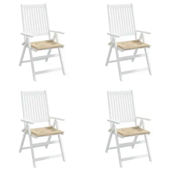 vidaXL Outdoor Garden Chair Cushions- Set of 4, Beige, Oxford Fabric, 19.7"x19.7"x1.2", Foam Fiber Filling, with Ropes image {3}