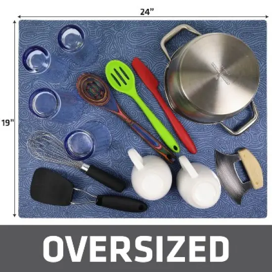 Drymate 19"x24" Dish Drying Mat - Borage Blue Stucco: Kitchen Drying Mat for Dishes, Machine Washable, Polyester image {15}