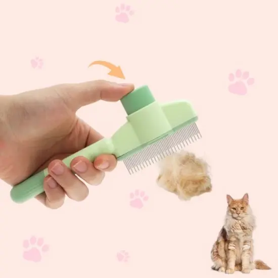 Unique Bargains Cat Grooming Brush with Release Button 1 Pc image {1}