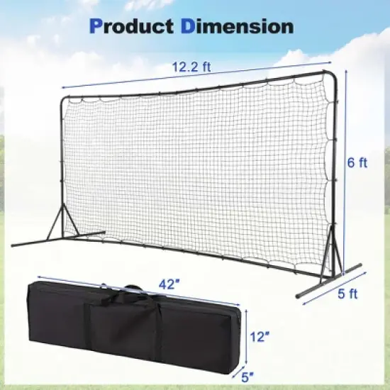 Costway Soccer Rebounder Net 12 x 6 FT Portable Football Training Equipment with Net White/Black image {2}