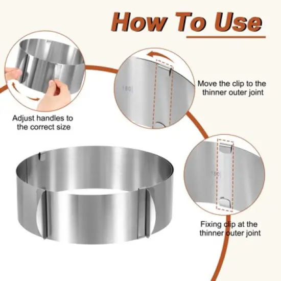 Unique Bargains Stainless Steel Round Adjustable Nonstick Cake Ring 2 Pcs image {3}