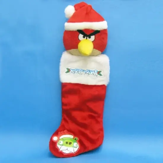 Kurt S. Adler 23" Red and White Angry Bird Plush Head Christmas Stocking image {1}