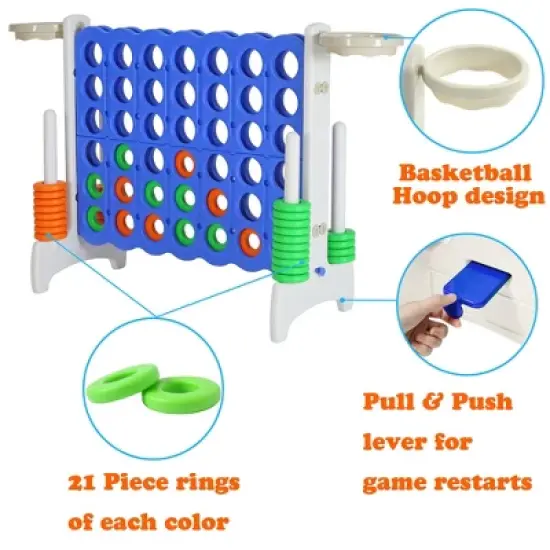 SDADI Giant 4-In-A-Row Hoop Connect Strategy Game and Basketball Indoor/Outdoor Activity Floor Game Family Fun Board for Toddlers, Kids, Adults image {2}