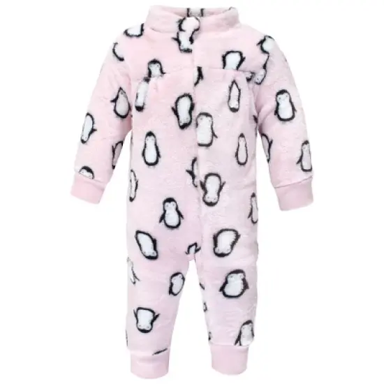 Hudson Baby Toddler Girls Plush Jumpsuits, Pink Penguin image {2}