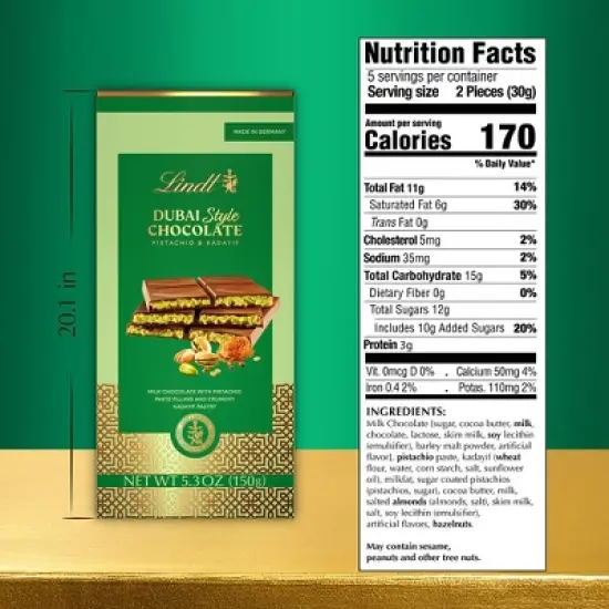 Lindt Dubai Style Chocolate Bar - 5.3oz image {4}