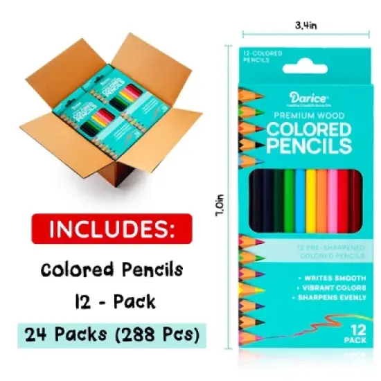 Darice Colored Pencils Bulk, 24 Packs,  Pre-Sharpened Kid Coloring Book Pencils Set image {2}