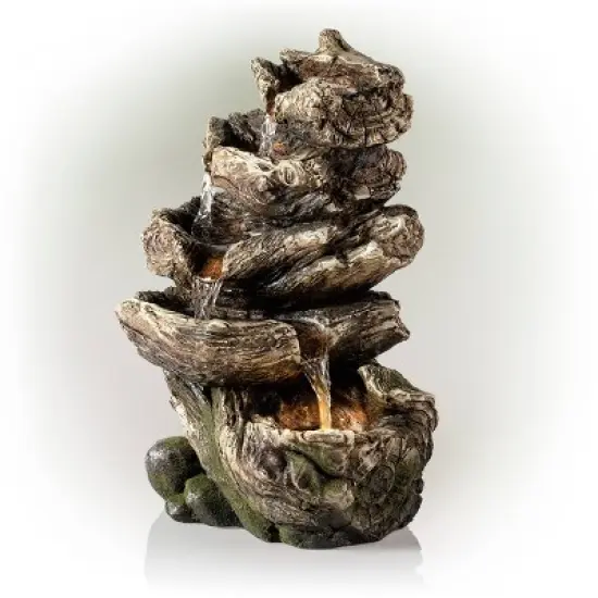 11" Rainforest Five Tier Cascading Fountain with LED Light Gray - Alpine Corporation image {2}