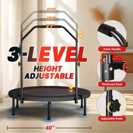 Racxily 40" Mini Trampoline for Adults and Kids, Exercise Trampolines image {5}