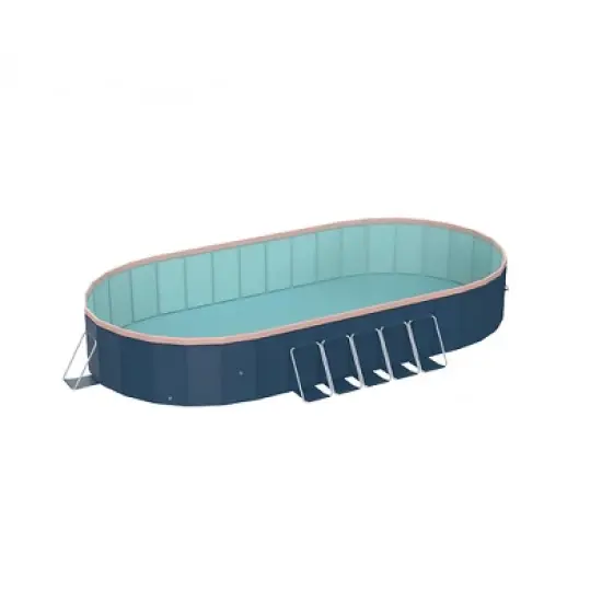 NAYSAYE Above Ground Pool PVC Foldable Pool Strong Easy Setup Design for Patio Beach Garden Use, Blue and Gray, 143.70"*98.43"*19.69" image {5}
