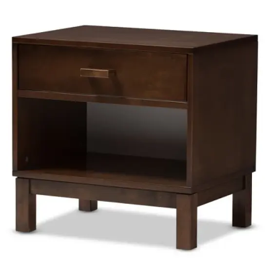 Deirdre Modern and Contemporary Wood 1 Drawer Nightstand - Baxton Studio image {10}