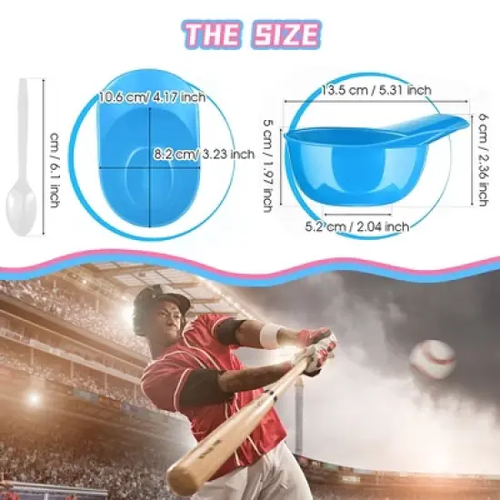 30Pcs Baseball Helmet Ice Cream Snack Bowls with 40Pcs Spoons, Creative Dessert Ice Cream,Tableware Party Supplies image {5}