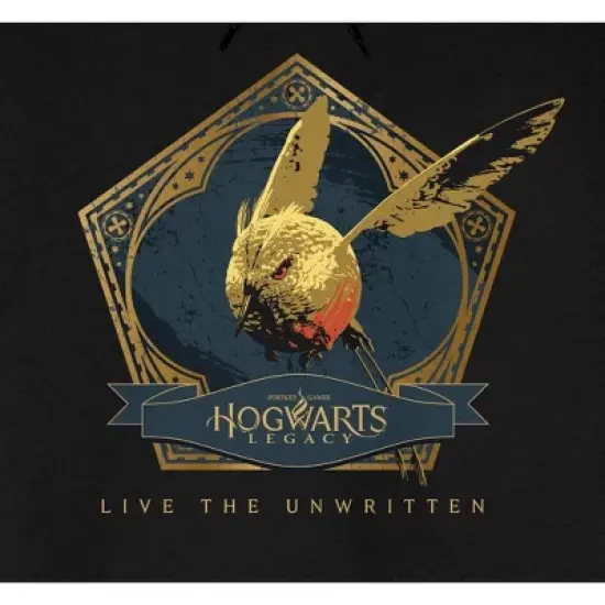 Hogwarts Legacy Bird Live The Unwritten Long Sleeve Men's Black Hooded Sweatshirt image {1}