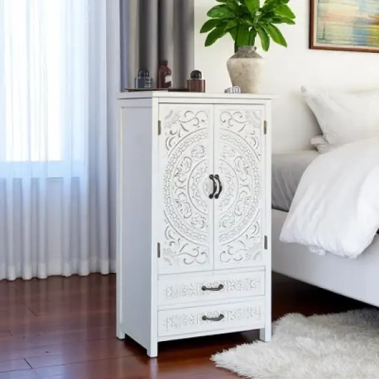 27" Accent Tall Tower Storage Cabinet -Rustic Wood Sideboard Pantry Cabinet with 2 Doors and 2 Drawers, Versatile Buffet Sideboard for Home Decor image {3}