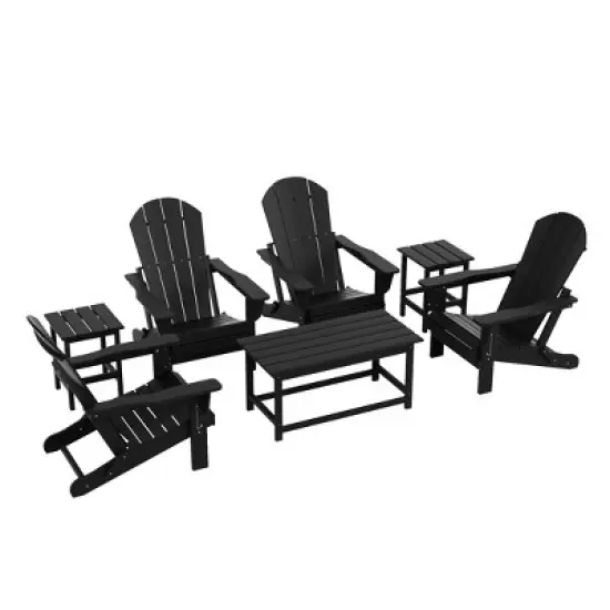 WestinTrends 7 Piece Set Outdoor Folding Adirondack Chairs with Coffee Table Side Table image {2}