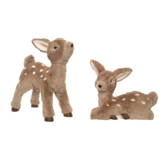 Transpac Christmas Foam Sisal Standing Sweet Deer Set of 2 Christmas Home Decorations image {1}