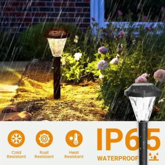 GIGALUMI  Solar Powered Pathway Lights, Waterproof Outdoor Solar Lights for Garden and Landscape, Warm White, 10 Pack image {4}
