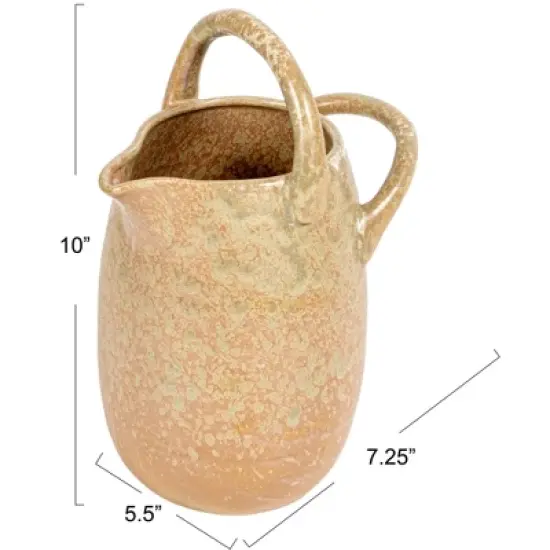 Storied Home Stoneware Watering Pitcher with Handles, Reactive Glaze image {2}