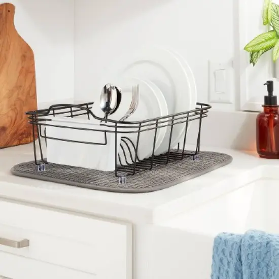 16"x 18" Drying Mat Dark Gray - Brightroom&trade;: Polyester, Machine Washable, Dish Drying Mat image {1}