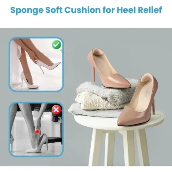 SereneLife Heel Pad Grip Liners &ndash; Sponge Cushion, Adhesive Backing, Faux Leather &ndash; Black & Apricot, 2 Pairs image {2}