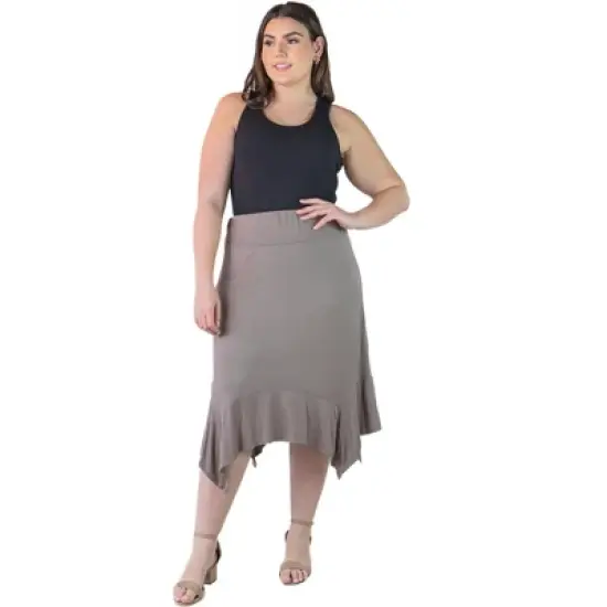 Plus Size Knee-Length Elastic Waistband And A Handkerchief Hemline Skirt image {9}