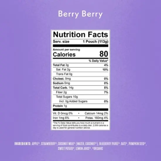 Once Upon a Farm Berry Berry Organic Dairy-Free Kids' Smoothie - 4oz Pouch image {3}