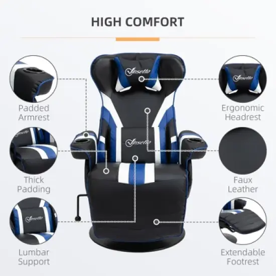 NicBex 90&deg;-130&deg; Recliner Gaming Chair with Swivel Base Plate&Cup Holder,360&deg;Swivel Office Chair Video Game Chairs with Head&Lumbar Pillow,Footrest image {3}