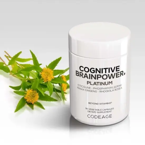 Codeage Cognitive Brainpower Platinum Supplement - Cognizin Citicoline, KSM-66 Ashwagandha, Panax Ginseng, Rhodiola, Phosphatidylserine, 90 Capsules image {3}