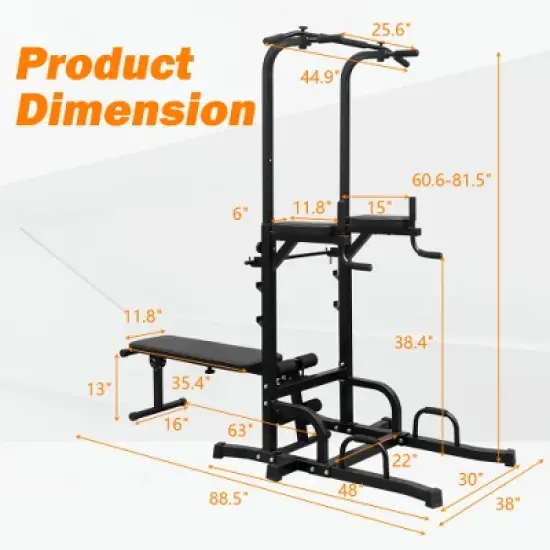 BestParts Power Tower with Bench Pull Up Bar Dip Station - Adjustable Multi-Function Fitness Rack image {1}