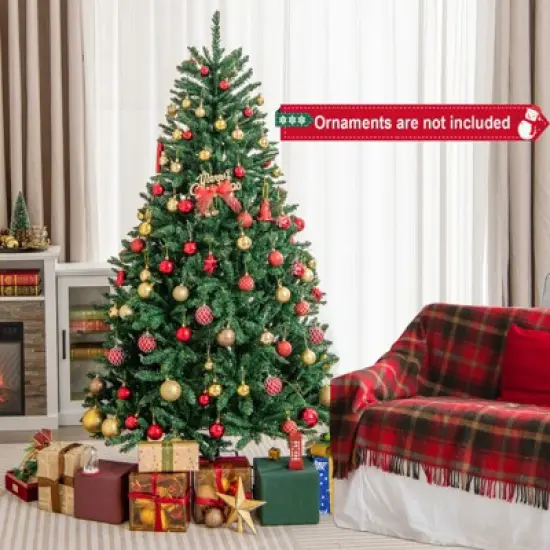 Costway 6ft Hinged Artificial Christmas Tree Unlit Douglas Full Fir Tree w/ 1355 Tips image {4}