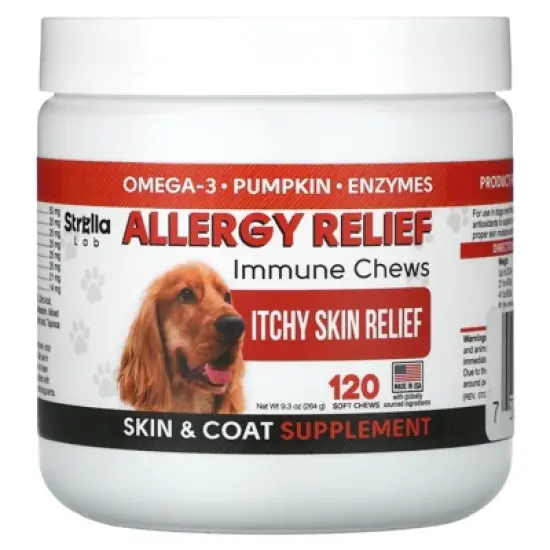 StrellaLab Allergy Relief, Immune Chews, For Dogs , 120 Soft Chews, 9.3 oz (264 g) image {4}
