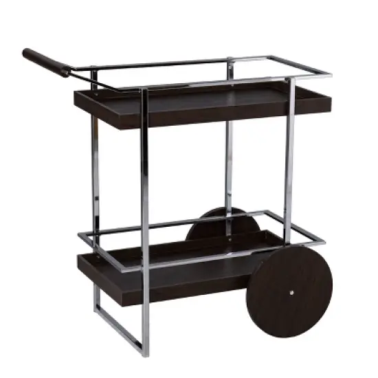 Oneots Rolling Bar Cart Brown/Chrome - Aiden Lane image {4}