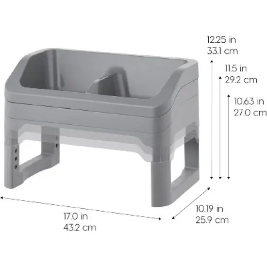 IRIS USA Adjustable Elevated Dog Bowls Removable Feeding Station, Gray image {6}