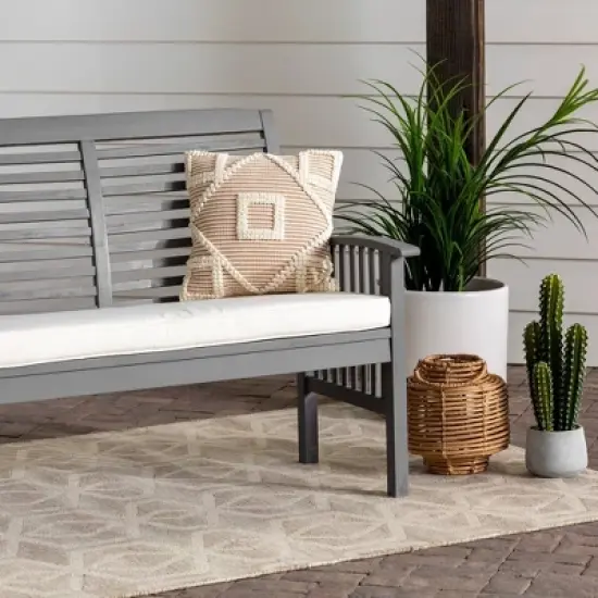 Ravenscroft Modern Boho Acacia Wood Slatted Outdoor Loveseat with Cushion - Saracina Home image {8}