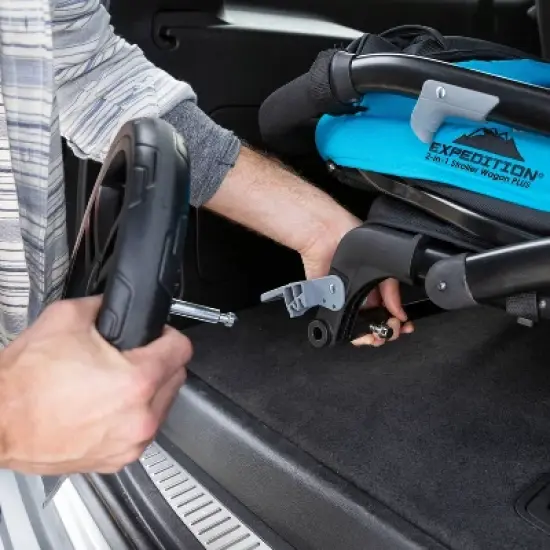 Baby Trend Expedition 2 in 1 Push or Pull Stroller Wagon Plus with Canopy, Choose Between Car Seat Adapter or Built In Seating for 2 Children, Blue image {14}