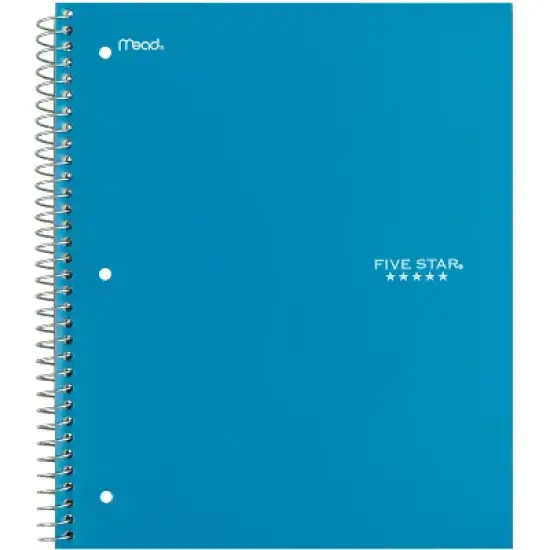 Five Star 200pg 5 Subjects Wide Ruled Spiral Notebook (Colors May Vary): Multi Subject, Perforated Pages, Flexible Cover image {4}