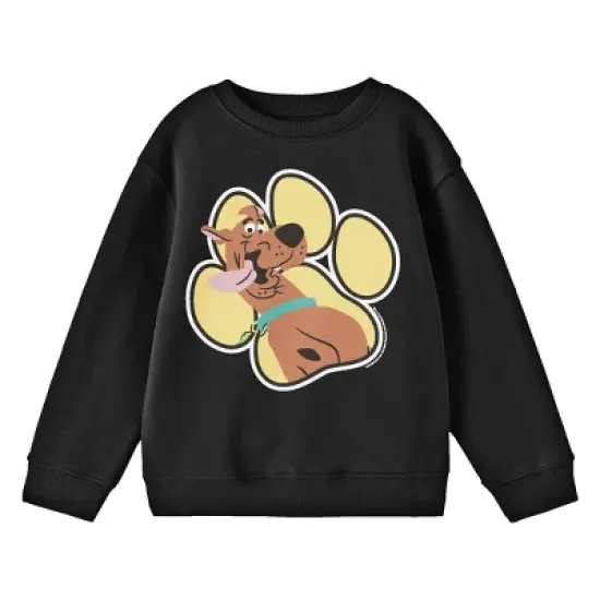 Scooby Doo Paw Print Crew Neck Long Sleeve Black Youth Sweatshirt image {2}