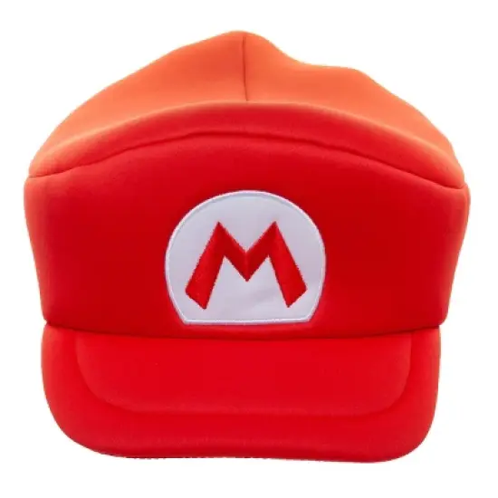 Super Mario Bros Embroidered Mario M Patch Men's Red Beret Cap image {1}