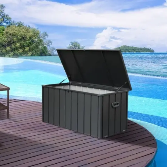 WELLFOR 100 gal Steel Deck Box Dark Gray image {8}