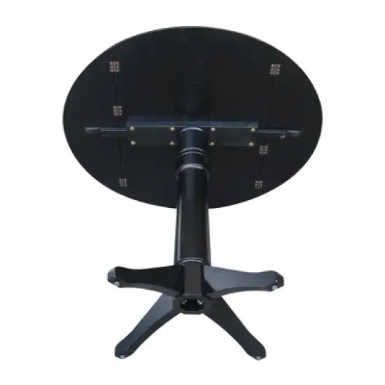 Sandon Round Dual Drop Leaf Pedestal Table Black - International Concepts image {7}