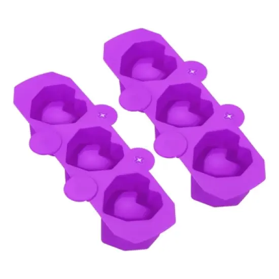 Unique Bargains Silicone Heart-Shaped Reusable Ice Cube Tray 2 Pcs image {6}