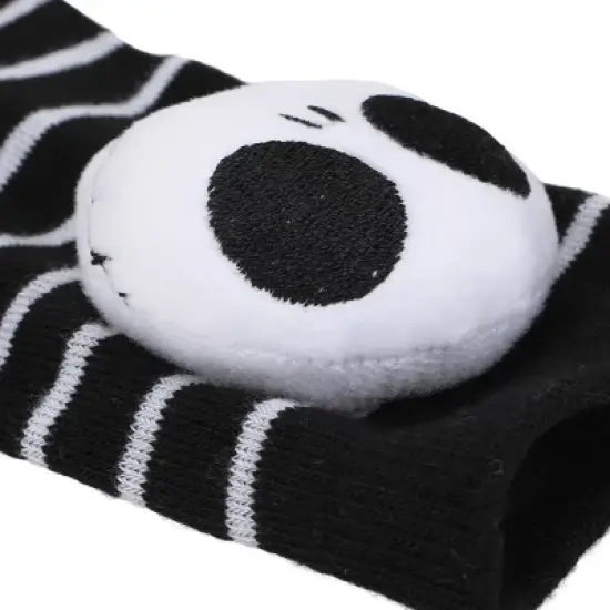 Nightmare Before Christmas Jack Skellington Adult Black & White Striped Casual Crew Socks image {3}