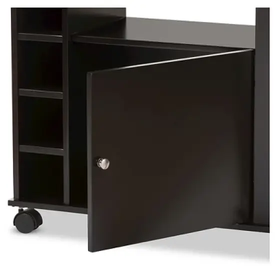 Ontario Modern & Contemporary Dark Brown Wood Modern Dry Bar & Wine Cabinet - Baxton Studio image {2}