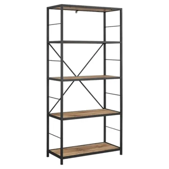 63" 4 Shelf Industrial Transitional Tall Bookshelf - Saracina Home image {4}
