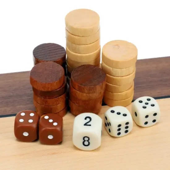 WE Games Backgammon Set with Walnut Stain Wood Case - 12 in. image {4}