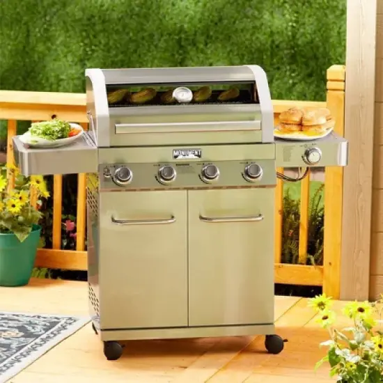 4-Burner Propane Stainless Steel Gas Grill with ClearView Lid Model 41847NG - Monument Grills image {5}