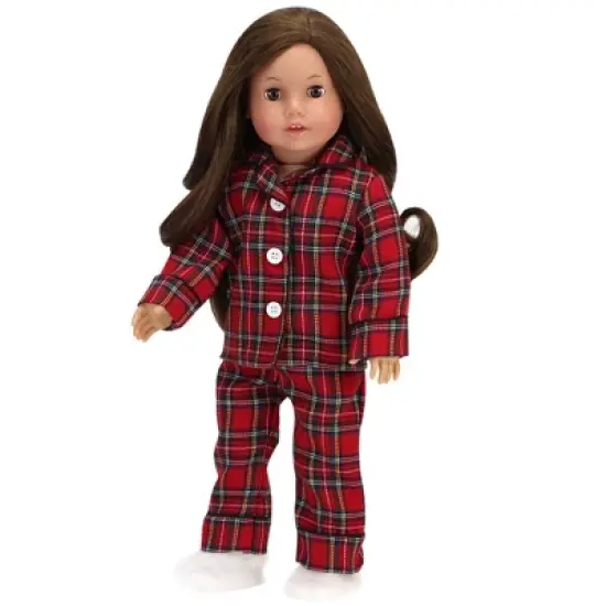 Sophia&rsquo;s Red Flannel Pajamas and Slippers Set for 18" Dolls image {2}