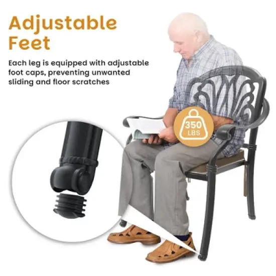 7-Piece Cast Aluminum Outdoor Dining Set: Rectangle Table, Stackable Chairs & Brown Cushions - All-Weather Patio Furniture for Your Backyard image {9}