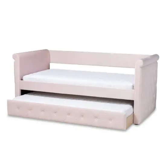 Amaya Velvet Daybed with Trundle - Baxton Studio image {10}